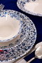 Hermia Laleli Juego de Cena de Porcelana 18 Piezas Blanco y Azul